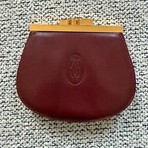 Cartier Must Line Coin Case Kiss Lock Bordeaux Wallet
